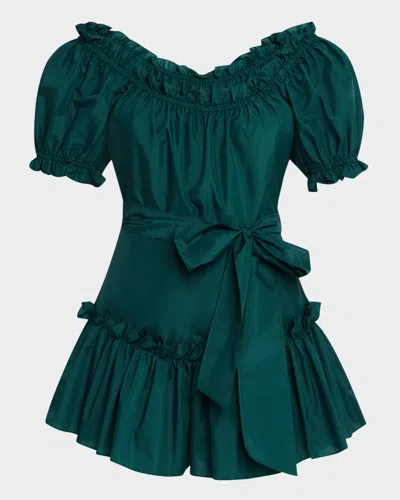 Loveshackfancy Estine Taffeta Mini Dress In Green