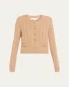 Loveshackfancy Eugenie Cable-knit Wool Cashmere Cardigan In Neutral