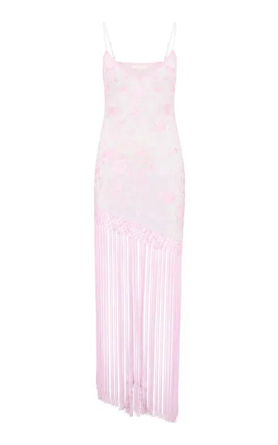 Loveshackfancy Evalette Fringed Maxi Dress In Pink