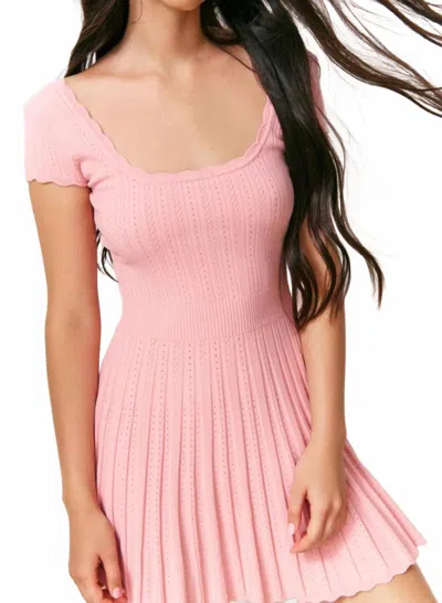 Loveshackfancy Evaluna Stretch Pointelle Mini Dress In Fawn Pink In Multi