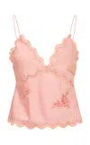Loveshackfancy Evony Lace-paneled Crepe Cami Top In Pink