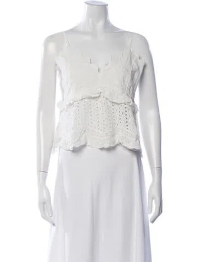 Pre-owned Loveshackfancy Eyelet Lace Pattern Top W/ Tags In White
