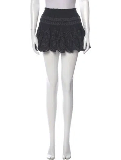 Pre-owned Loveshackfancy Eyelet Trim Mini Skirt In Black