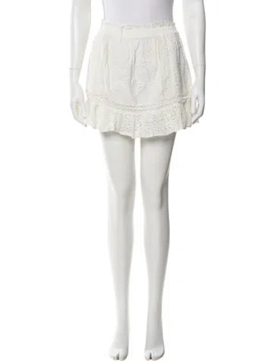 Pre-owned Loveshackfancy Eyelet Trim Mini Skirt In White