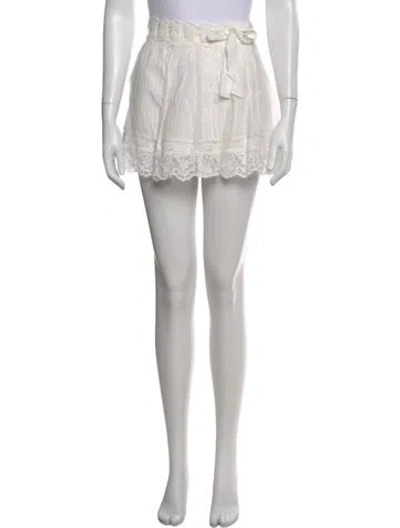 Pre-owned Loveshackfancy Eyelet Trim Mini Skirt In White