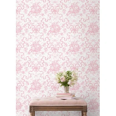 Loveshackfancy Fairytale Peony Toile Wallpaper In Pink