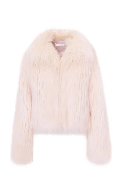 Loveshackfancy Fallon Faux Fur Jacket In Ivory