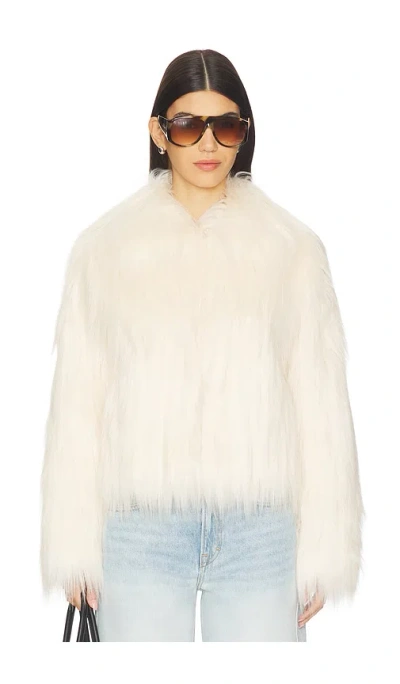 Loveshackfancy Fallon Faux Fur Jacket In White