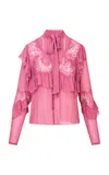 Loveshackfancy Farah Lace-paneled Chiffon Top In Berry