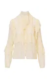 Loveshackfancy Farah Lace-paneled Chiffon Top In Ivory