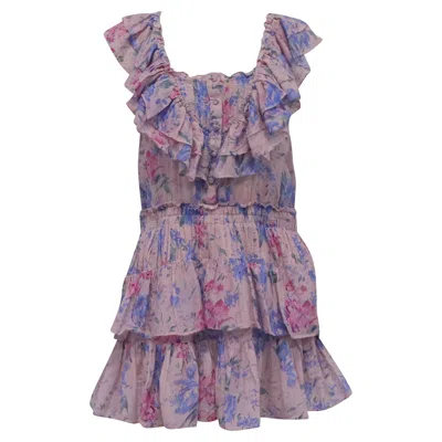 Loveshackfancy Fatima Fuffled Floral Mini Dress In Pink Cotton In Multi