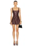 Loveshackfancy Fauber Faux Leather Mini Dress In Brown