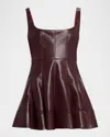 Loveshackfancy Fauber Faux Leather Mini Dress In Burgundy