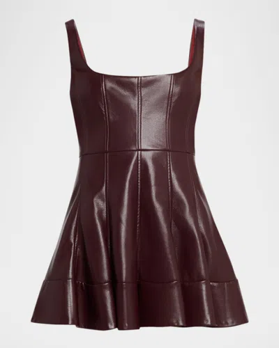 LOVESHACKFANCY FAUBER FAUX LEATHER MINI DRESS