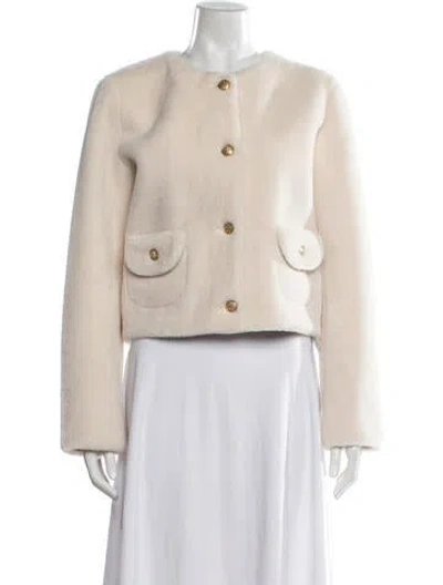 Pre-owned Loveshackfancy Faux Fur Faux Fur Jacket In Neutrals