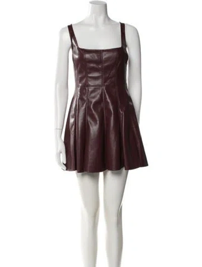 Pre-owned Loveshackfancy Faux Leather Mini Dress In Burgundy