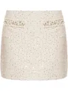 Loveshackfancy Wendina Embellished Tweed Mini Skirt In Neutrals