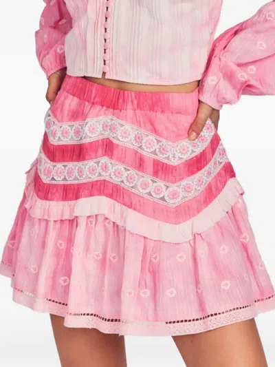 Loveshackfancy Felice Tie-dye Mini Skirt In Pink