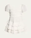 Loveshackfancy Fellows Cotton Ruffle Mini Dress In White