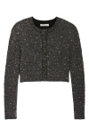 Loveshackfancy Ferra Embellished Crop Cardigan In Black