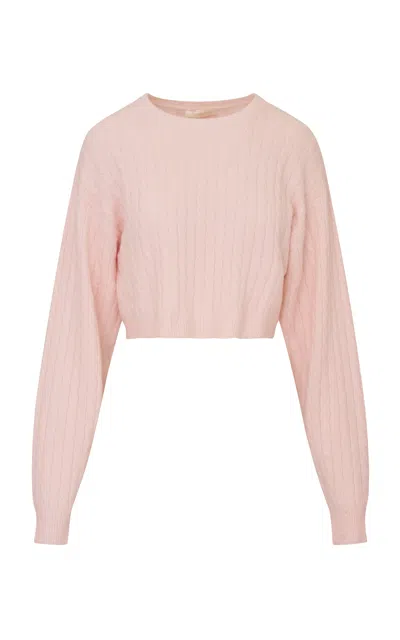Loveshackfancy Filomena Cropped Sweater In Pink