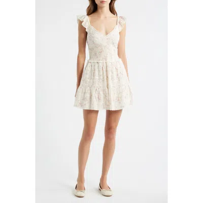 Loveshackfancy Finny Tiered Cotton Fit & Flare Minidress In Neutral