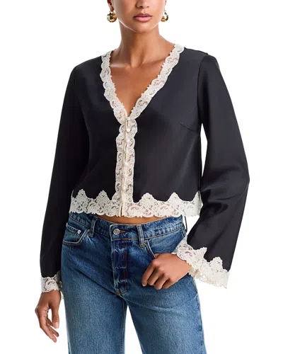 Loveshackfancy Fioretta Lace Trim Top In Blue