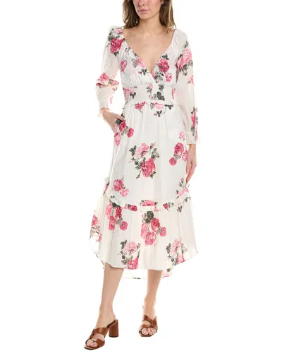 Loveshackfancy Firely Rose-print Cotton Midi Dress In Paradise Pink