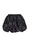 Loveshackfancy Flince Crystal-embellished Satin Mini Skirt In Black