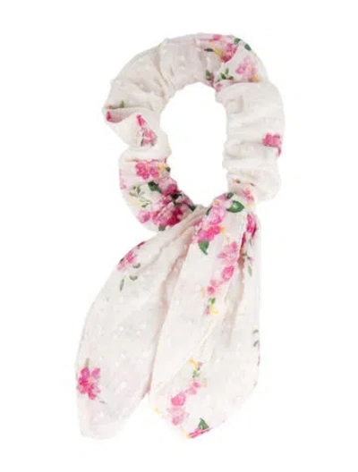 Pre-owned Loveshackfancy Floral Bow Scrunchy In Neutral