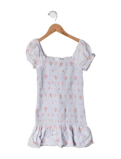 Pre-owned Loveshackfancy Kids' Floral Casual Dress In Purple