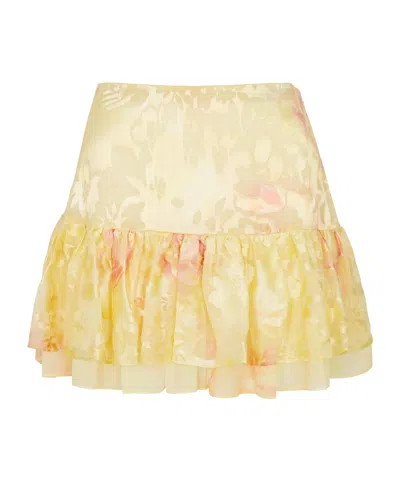 Loveshackfancy Floral Chiffon Mini Skirt In Multi