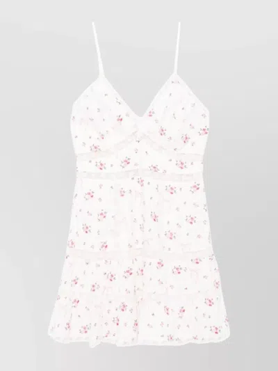 LOVESHACKFANCY FLORAL EMBROIDERED BACKLESS TIERED DRESS