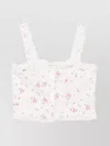 Loveshackfancy Vietta Ribbed Floral And Bow-embroidered Cotton Top