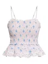 Loveshackfancy Floral-lace Smocked Top In Pink