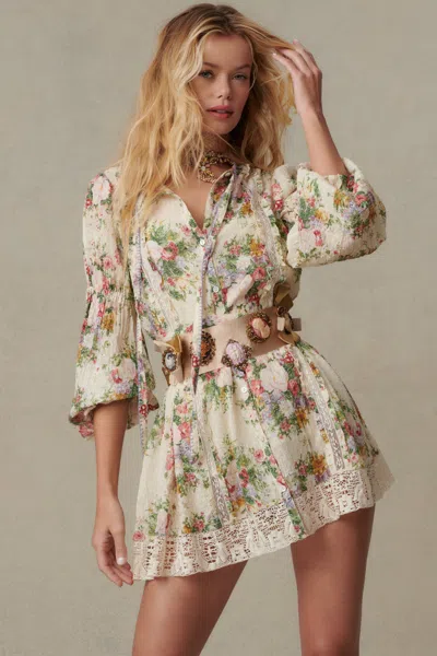 Loveshackfancy Floral Mini Dress With Sleeves In Multi