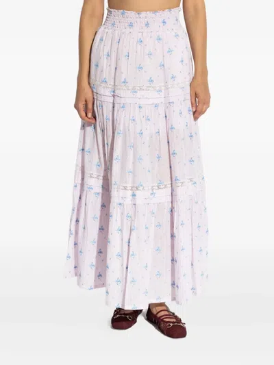 LOVESHACKFANCY FLORAL-PRINT A-LINE MAXI SKIRT