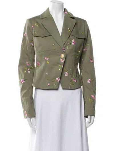 Pre-owned Loveshackfancy Floral Print Blazer In Green
