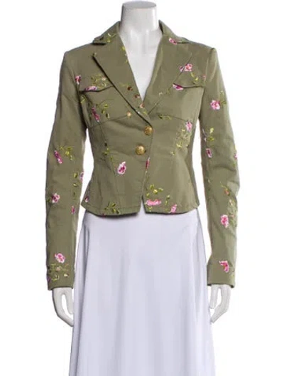 Pre-owned Loveshackfancy Floral Print Blazer In Green