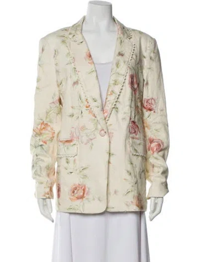 Pre-owned Loveshackfancy Floral Print Blazer In Neutral