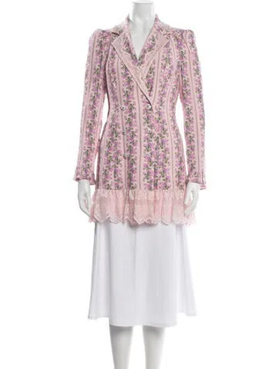 Pre-owned Loveshackfancy Floral Print Blazer In Pink