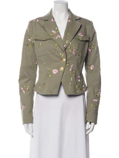 Pre-owned Loveshackfancy Floral Print Blazer W/ Tags In Green