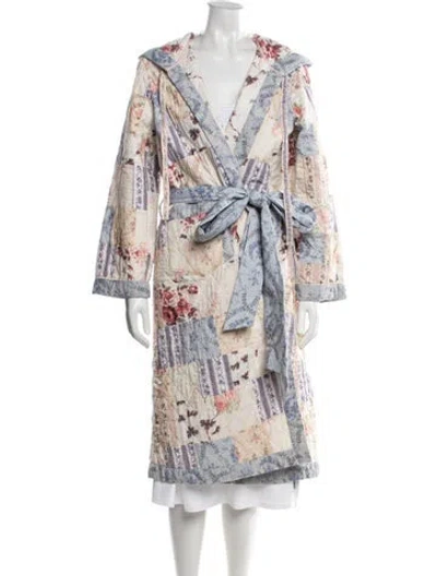 Pre-owned Loveshackfancy Floral Print Coat In Neutral
