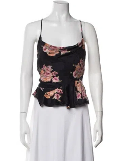 Pre-owned Loveshackfancy Floral Print Cowl Neck Top In Red