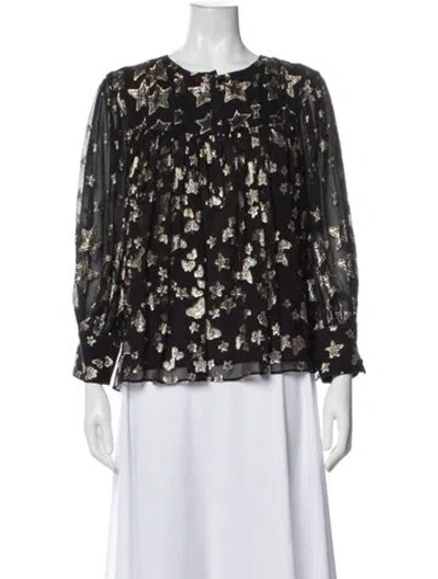 Pre-owned Loveshackfancy Floral Print Crew Neck Blouse In Multi