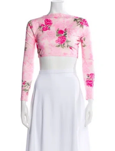 Pre-owned Loveshackfancy Floral Print Crew Neck Crop Top In Multi