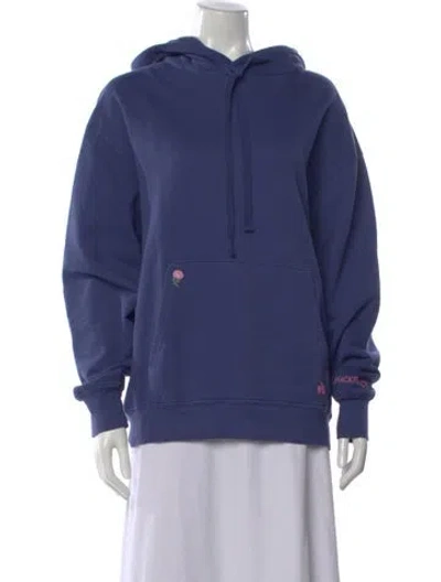 Pre-owned Loveshackfancy Floral Print Crew Neck Hoodie In Blue