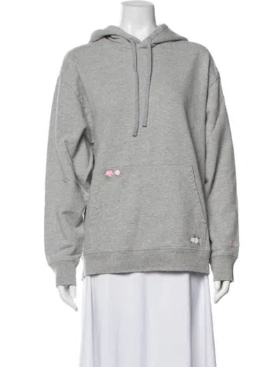Pre-owned Loveshackfancy Floral Print Crew Neck Hoodie In Grey