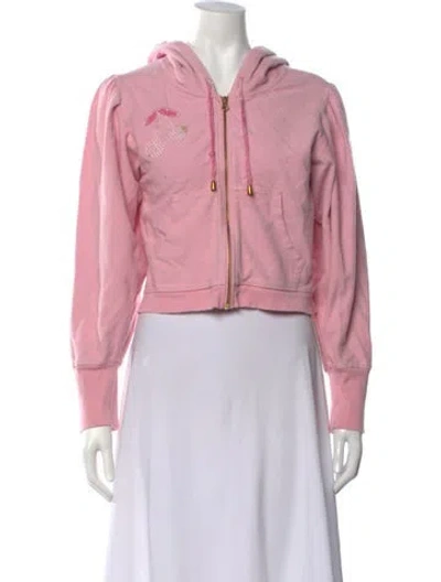 Pre-owned Loveshackfancy Floral Print Crew Neck Hoodie In Pink