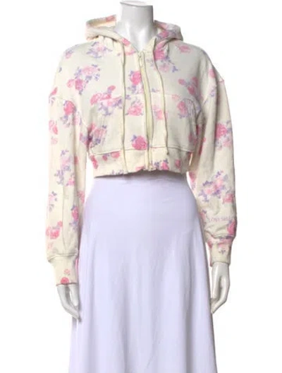 Pre-owned Loveshackfancy Floral Print Crew Neck Hoodie In Purple